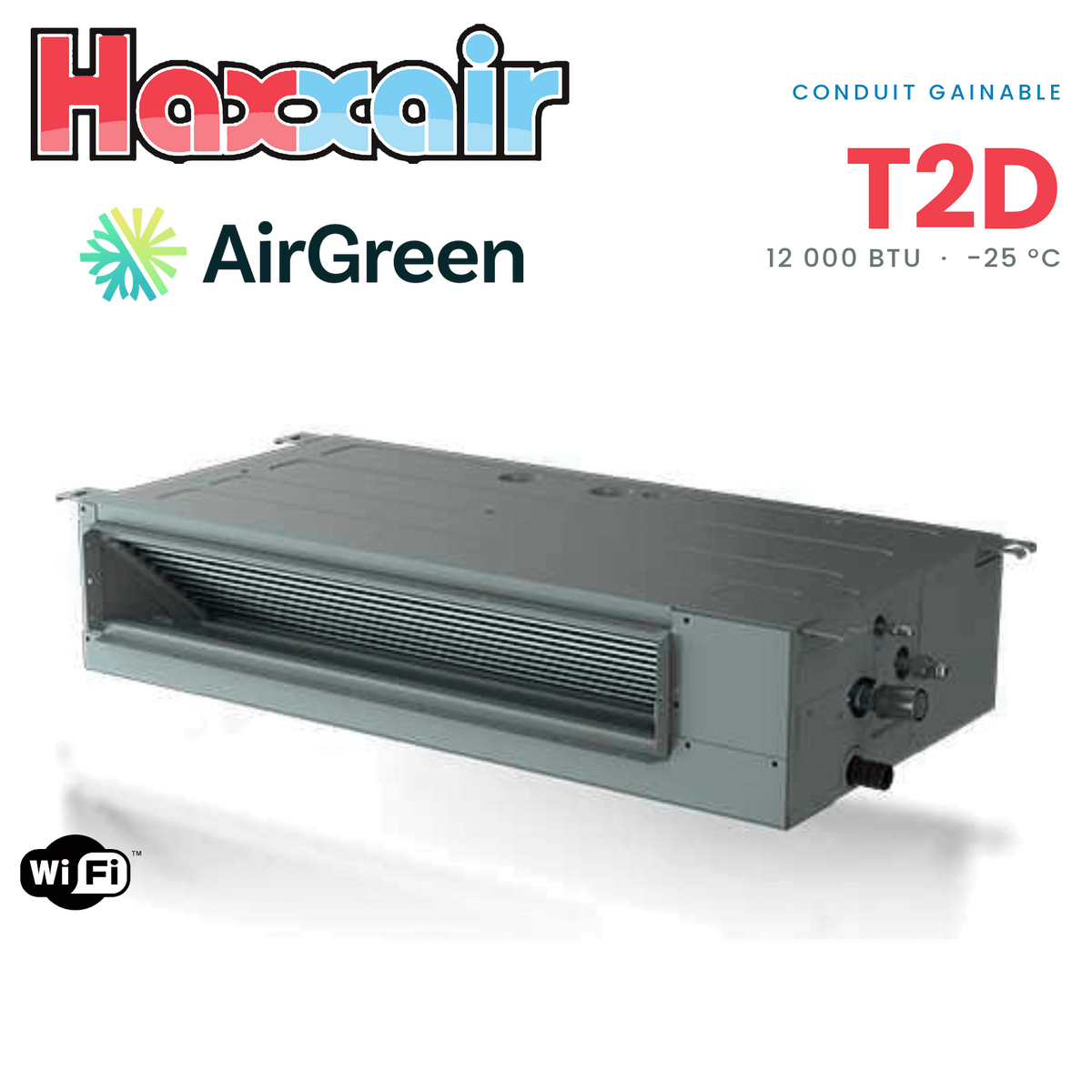 Conduit gainable HAXXAIR T2D 12 000 BTU — installation par AirGreen, Montréal, Laval, Longueuil, Rive-Sud et Rive-Nord