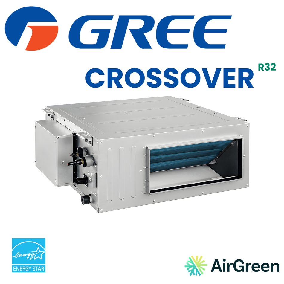 Thermopompe gainable GREE CROSSOVER R32 24 000 BTU — conduit gainable à haute pression statique, certifié ENERGY STAR, installé par AirGreen