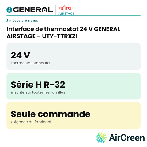 Interface de thermostat 24 V GENERAL AIRSTAGE – UTY-TTRXZ1 – carte principale | Montréal, Laval, Longueuil, Rive-Sud, Rive-Nord