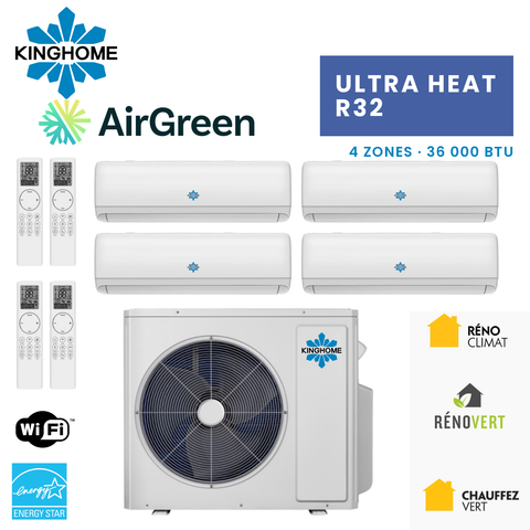 Thermopompe 4-Zones KINGHOME Ultra Heat R32 36 000 BTU – photo principale – Rive-Sud, Rive-Nord, Montréal