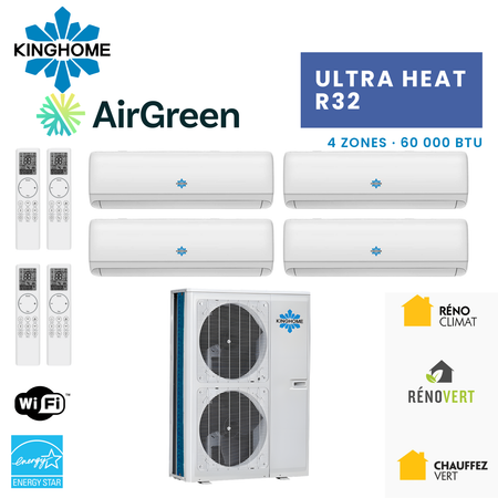 Thermopompe 4-Zones KINGHOME Ultra Heat R32 60 000 BTU – photo principale – Laval, Longueuil, Rive-Sud