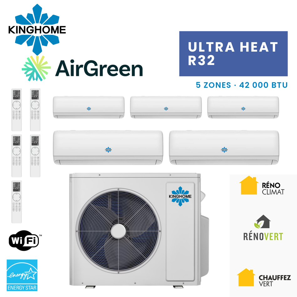 Thermopompe 5-Zones KINGHOME Ultra Heat R32 42 000 BTU – photo principale – Montréal, Laval, Longueuil