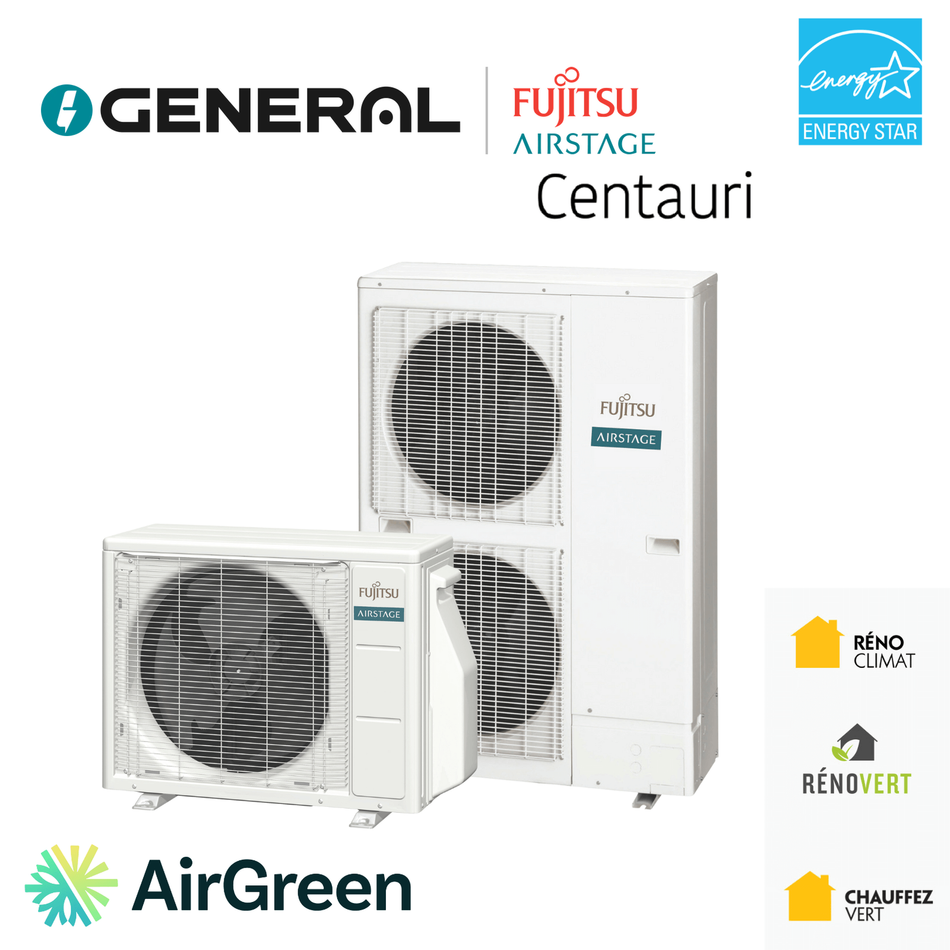 Thermopompe centrale GENERAL AIRSTAGE Centauri 48 000 BTU – carte principale | Montréal, Laval, Longueuil, Rive-Sud, Rive-Nord