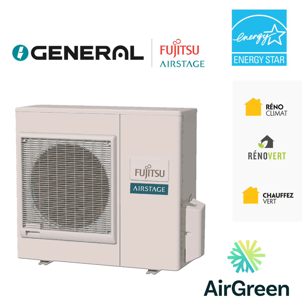 Thermopompe centrale GENERAL AIRSTAGE 36LMAS1 36 000 BTU – carte principale | Montréal, Laval, Longueuil, Rive-Sud, Rive-Nord