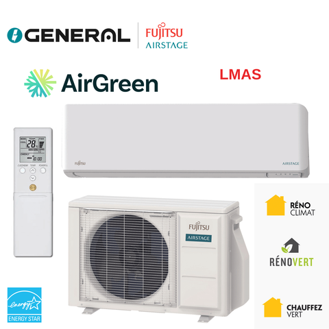 Thermopompe murale GENERAL AIRSTAGE LMAS 12 000 BTU – carte principale | Montréal, Laval, Longueuil, Rive-Sud, Rive-Nord