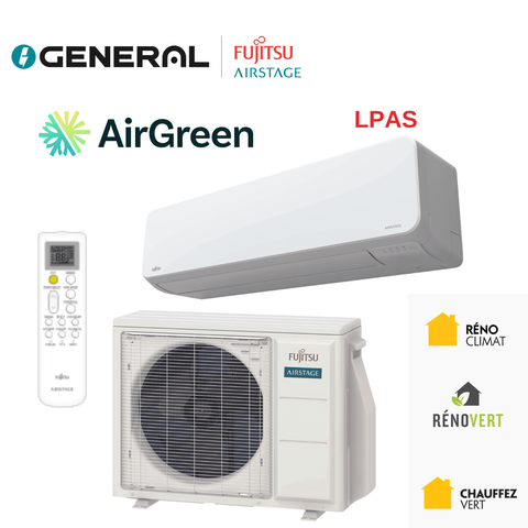 Thermopompe murale GENERAL AIRSTAGE LPAS 18 000 BTU – carte principale | Montréal, Laval, Longueuil, Rive-Sud, Rive-Nord