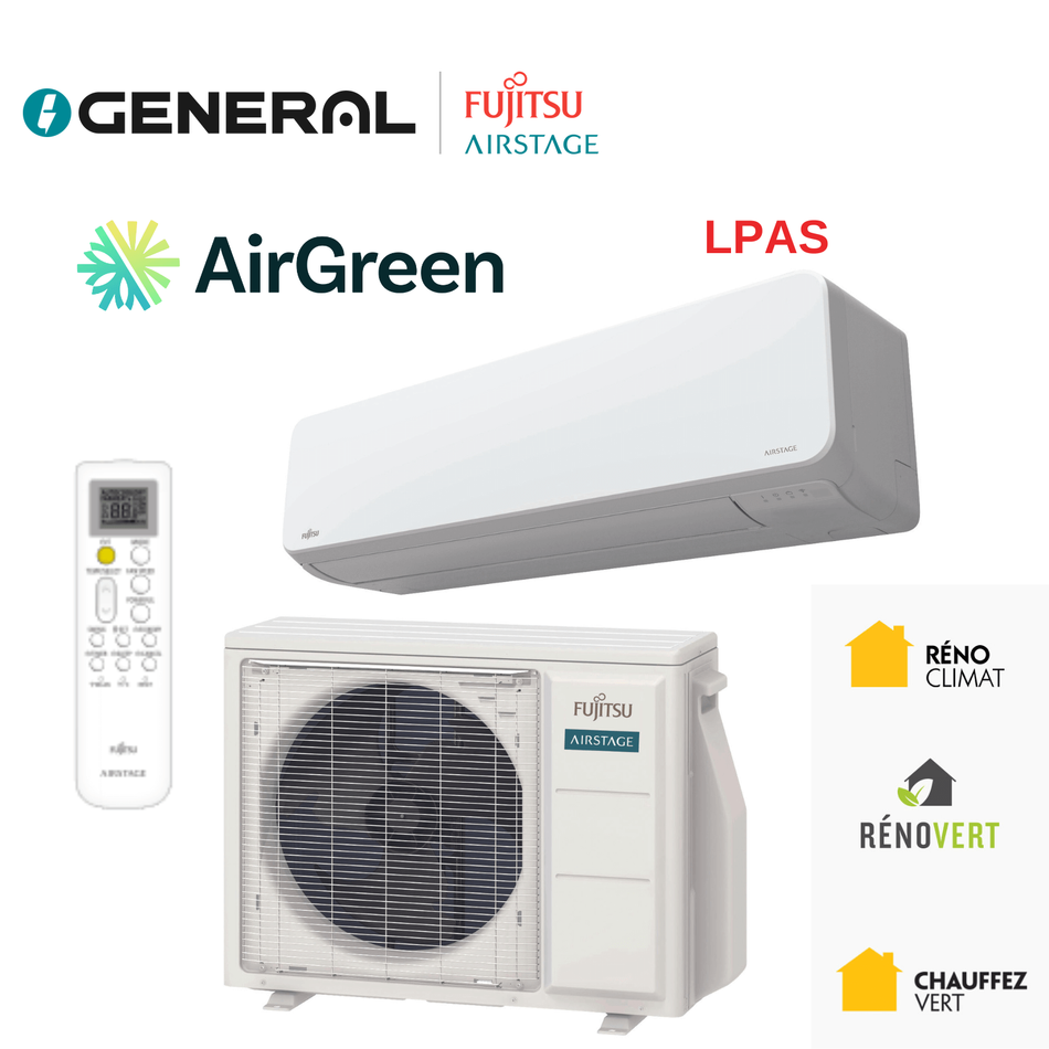 Thermopompe murale GENERAL AIRSTAGE LPAS 24 000 BTU – carte principale | Montréal, Laval, Longueuil, Rive-Sud, Rive-Nord