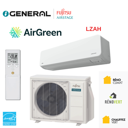 Thermopompe murale GENERAL AIRSTAGE LZAH 15 000 BTU – carte principale | Montréal, Laval, Longueuil, Rive-Sud, Rive-Nord