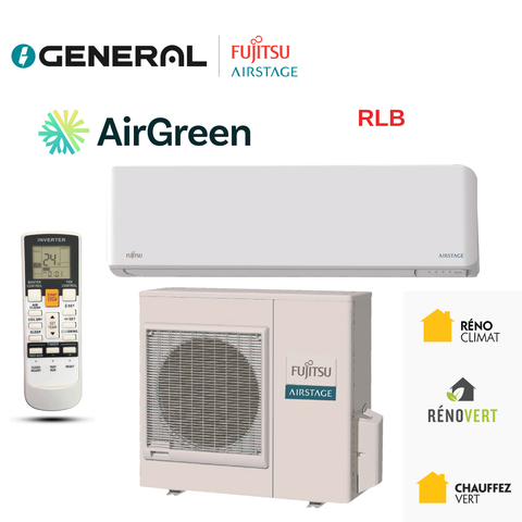 Thermopompe murale GENERAL AIRSTAGE RLB 24 000 BTU – carte principale | Montréal, Laval, Longueuil, Rive-Sud, Rive-Nord