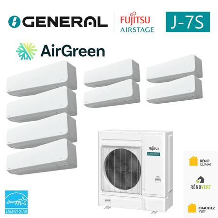 Système VRF GENERAL AIRSTAGE J-7S 48 000 BTU, 8 unités intérieures – carte principale | Montréal, Laval, Longueuil, Rive-Sud, Rive-Nord