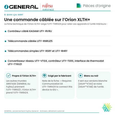 Ensemble de communication GENERAL AIRSTAGE UTY-TWRXZ4 pour murale Orion XLTH+ – à quoi ça sert | Montréal, Laval, Longueuil, Rive-Sud, Rive-Nord