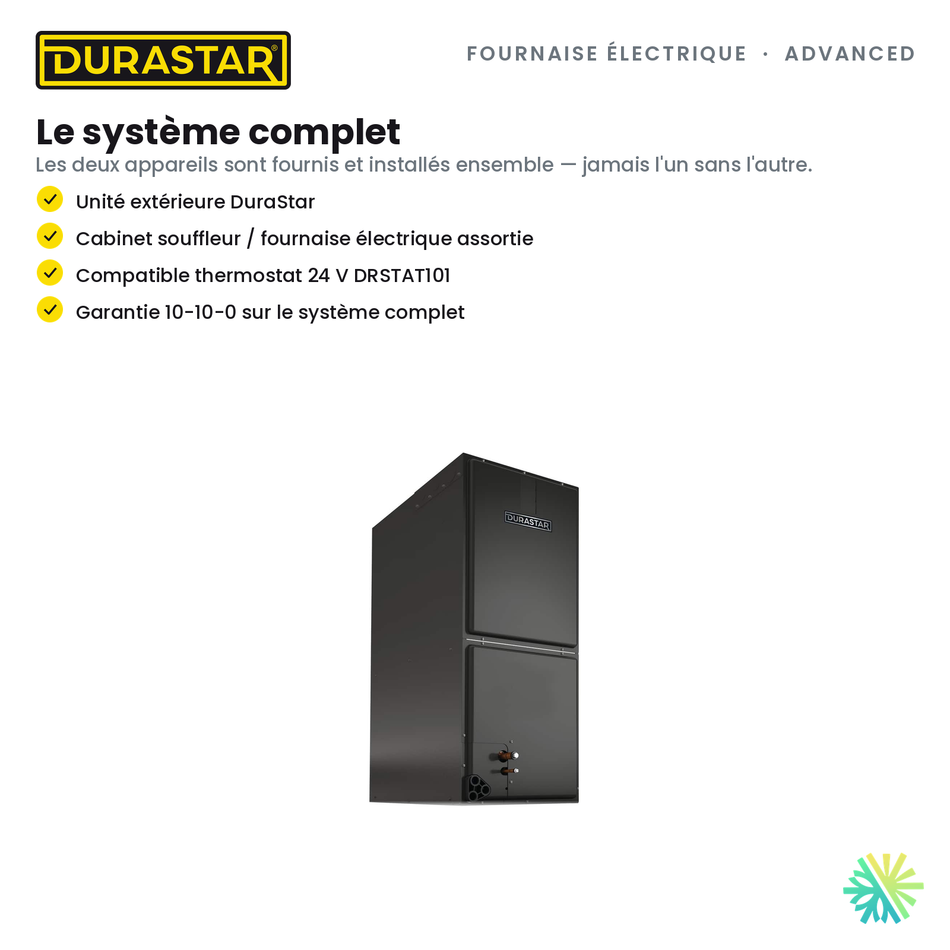 Fournaise Électrique DURASTAR Advanced | 3 Tonnes - 36000 BTU - R410A — le système complet | AirGreen