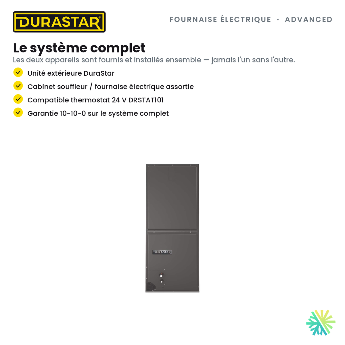 Fournaise Électrique DURASTAR Advanced | 3.5 Tonnes - 42000 BTU - R454B — le système complet | AirGreen
