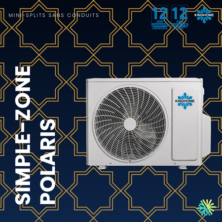 Thermopompe murale KINGHOME POLARIS R32 9 000 BTU — unité extérieure mini-split simple zone, garantie 12 ans