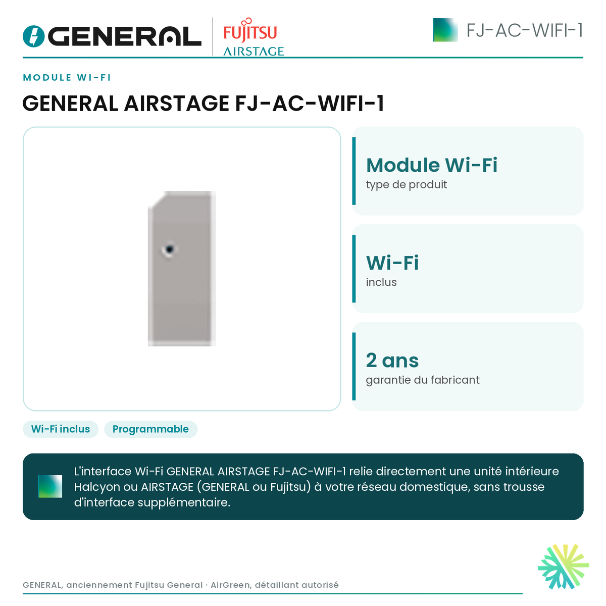 Module Wi-Fi GENERAL AIRSTAGE FJ-AC-WIFI-1 – caractéristiques | Montréal, Laval, Longueuil, Rive-Sud, Rive-Nord