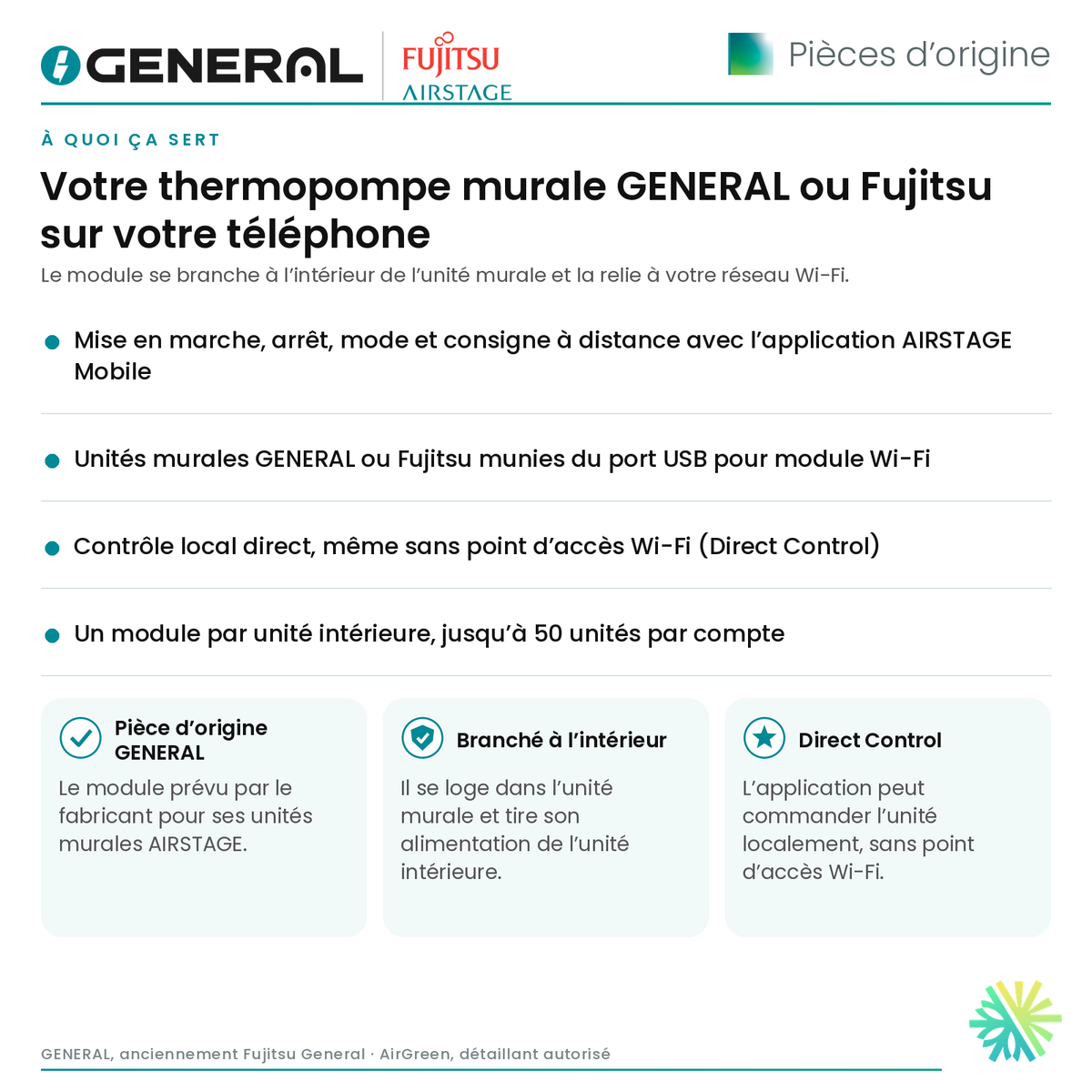 Module Wi-Fi GENERAL AIRSTAGE UTY-TFSXH4 pour unité murale (USB) – à quoi ça sert | Montréal, Laval, Longueuil, Rive-Sud, Rive-Nord