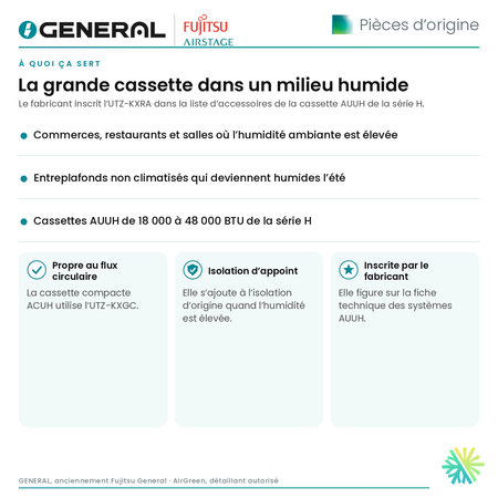 Trousse d’isolation haute humidité GENERAL AIRSTAGE UTZ-KXRA pour cassette à flux circulaire – à quoi ça sert | Montréal, Laval, Longueuil, Rive-Sud, Rive-Nord