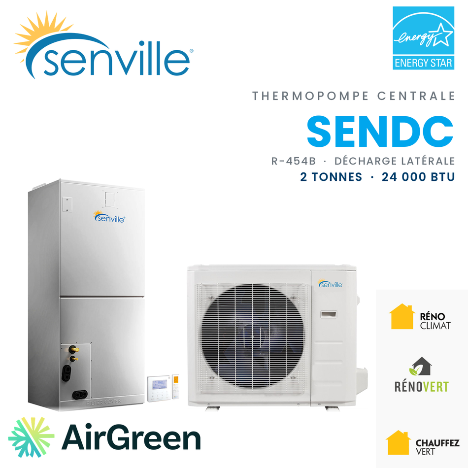 Thermopompe Centrale SENVILLE R454B | 2 Tonnes - 24000 BTU