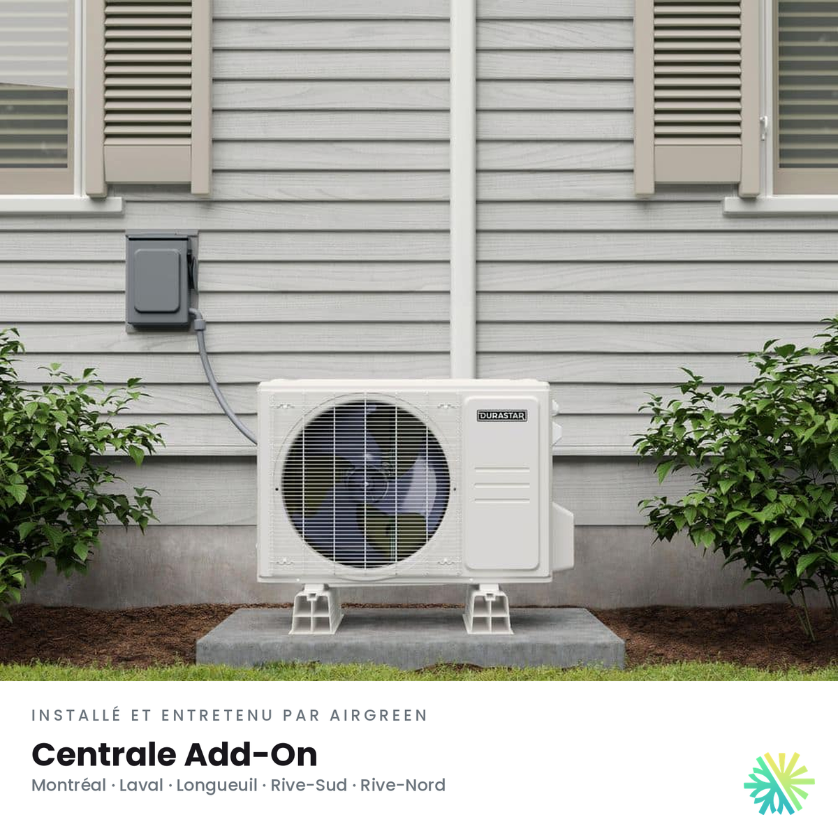 Thermopompe Centrale ADD-ON DURASTAR Standard | 3 Tonnes - 36000 BTU (Serpentin 21 po) - R454B — le confort à l’année | AirGreen