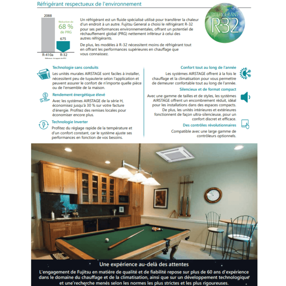 Thermopompe Cassette de Plafond FUJITSU CENTAURI | 12000 BTU