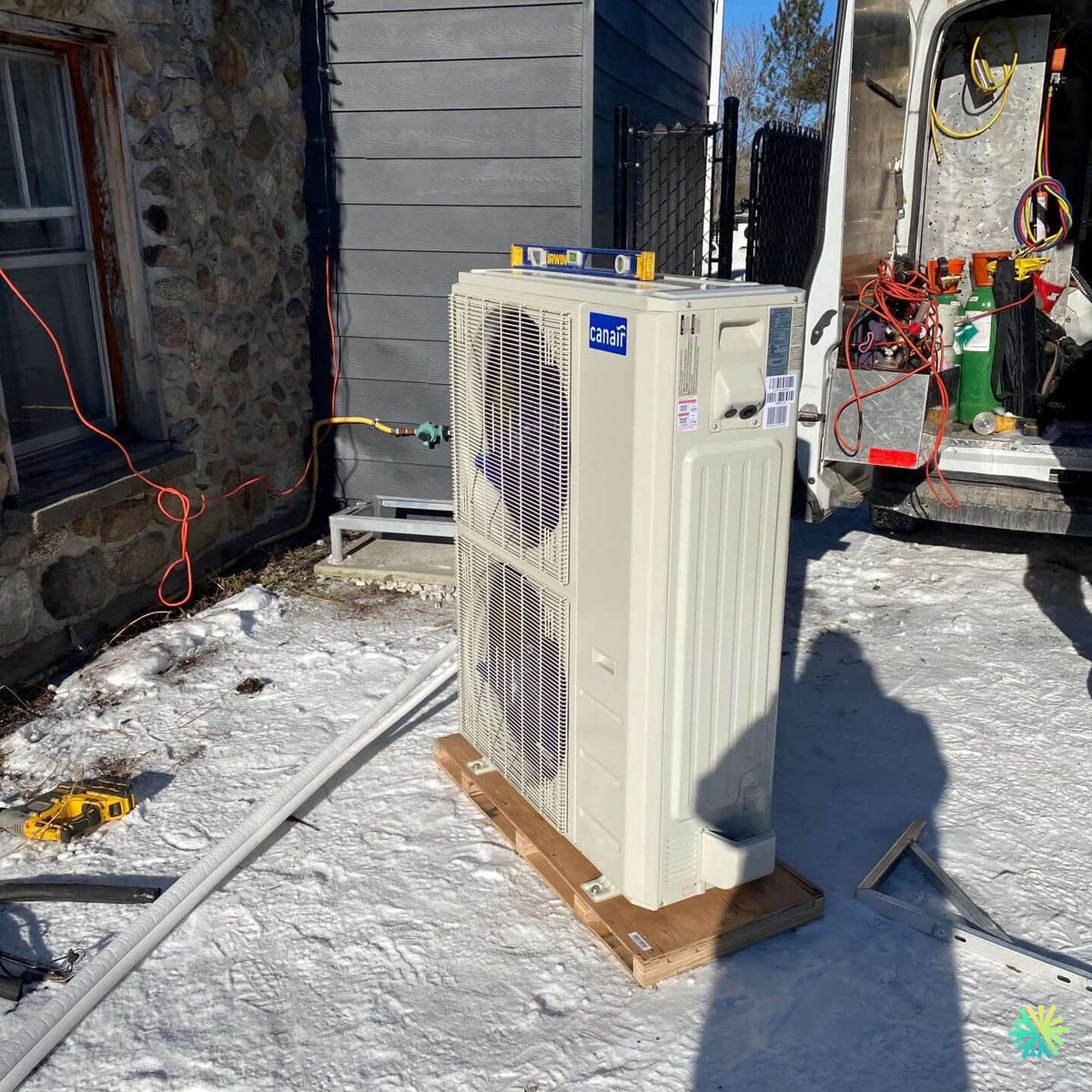 Outdoor unit in the middle of winter