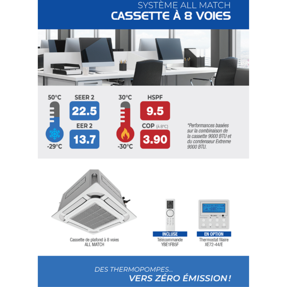 Cassette de plafond 8-Voies GREE CROSSOVER R32 | 18000 BTU