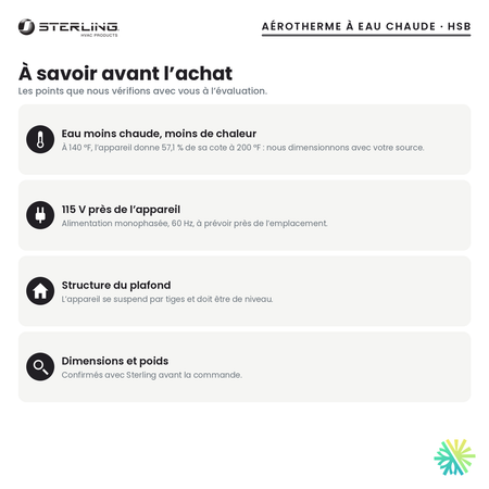 À savoir avant l’achat d’un aérotherme à eau chaude Sterling HSB