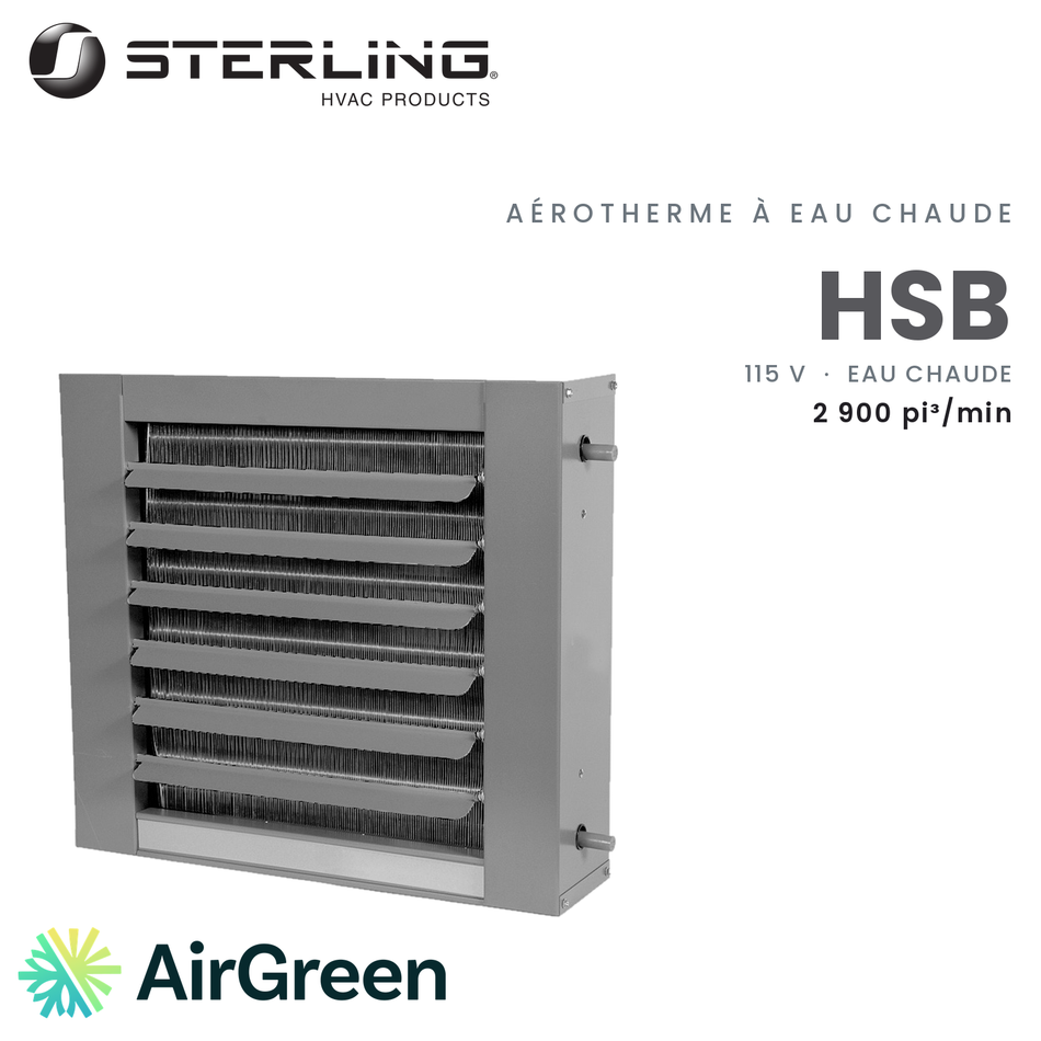 Aérotherme à eau chaude Sterling HSB20411, 2 900 pi³/min