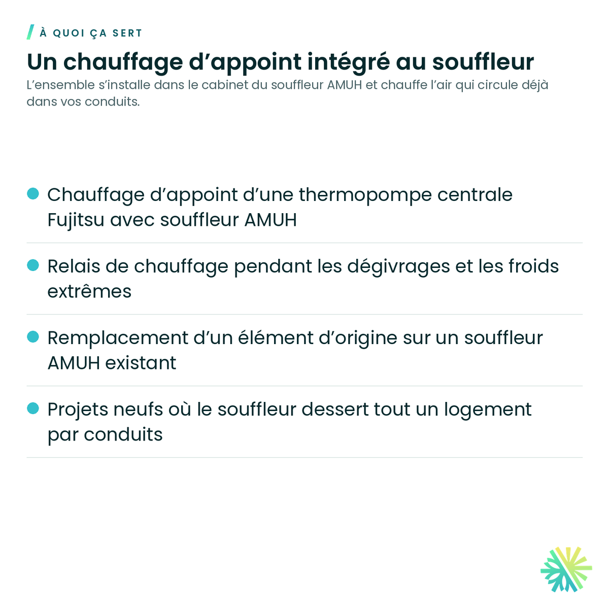 À quoi ça sert – Ensemble de chauffage électrique Fujitsu pour souffleur AMUH12-24