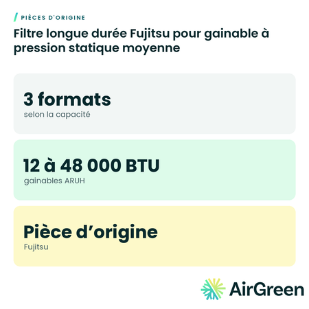 Filtre longue durée Fujitsu pour gainable à pression statique moyenne