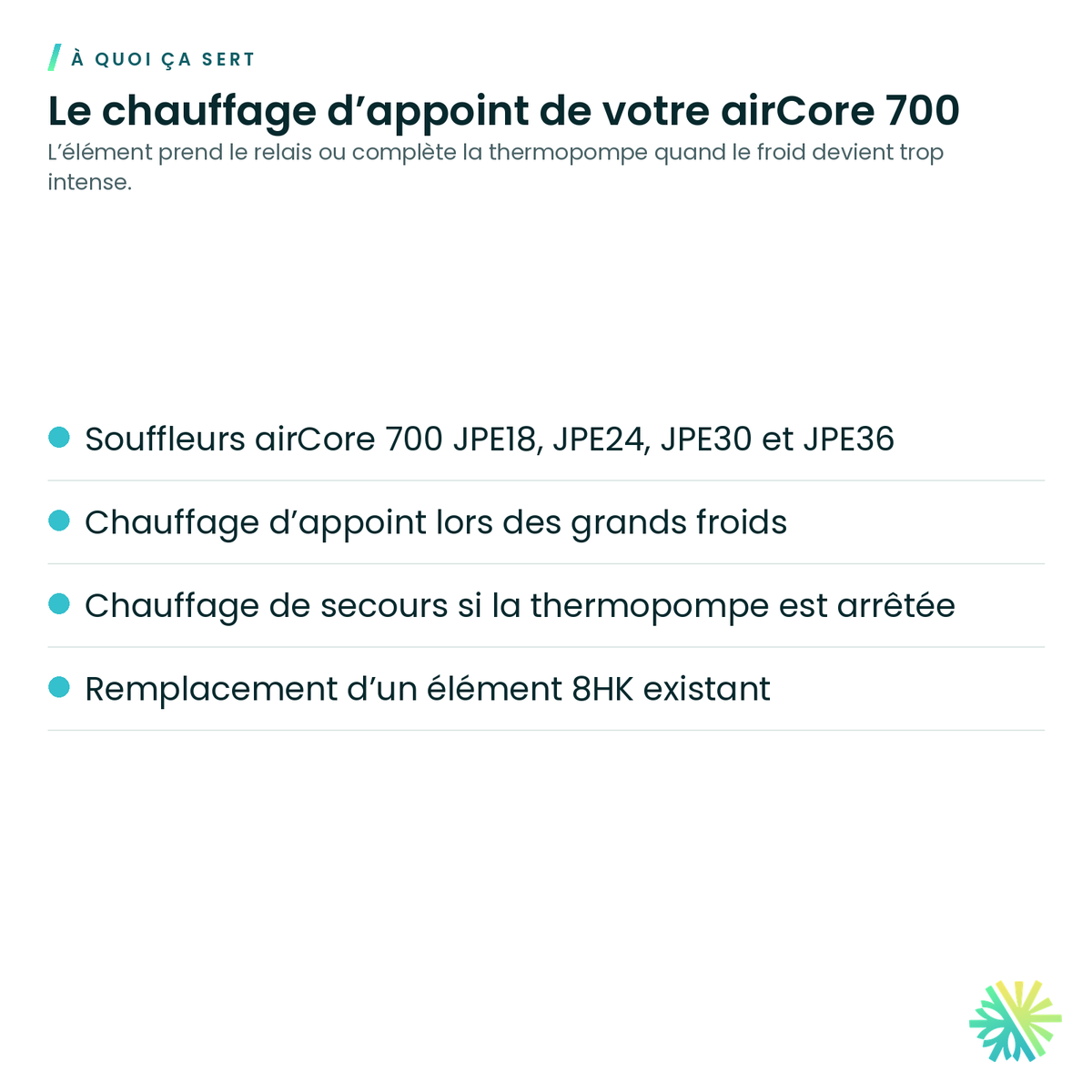 À quoi ça sert – Élément chauffant électrique 8HK Hitachi pour souffleur airCore 700