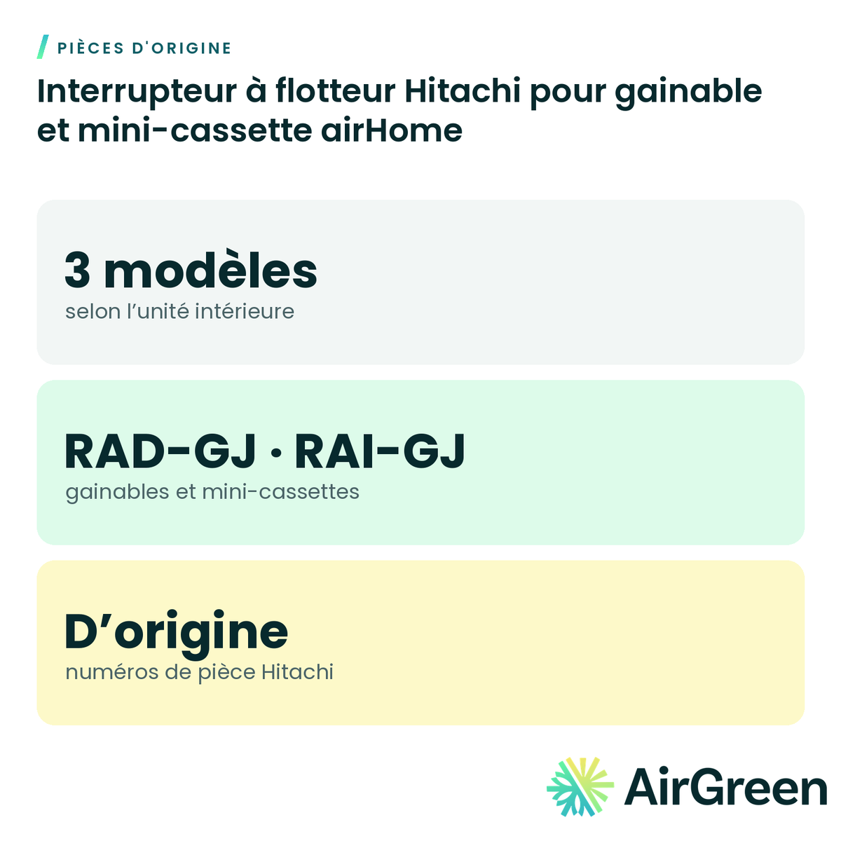 Interrupteur à flotteur Hitachi pour gainable et mini-cassette airHome