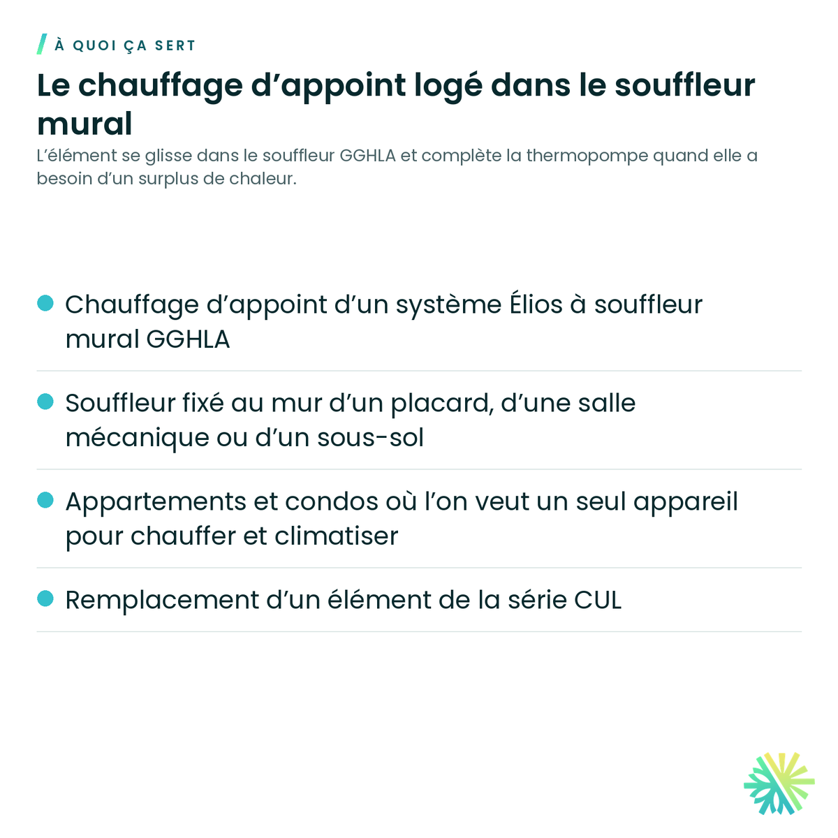 À quoi ça sert – Élément chauffant Élios pour souffleur mural GGHLA