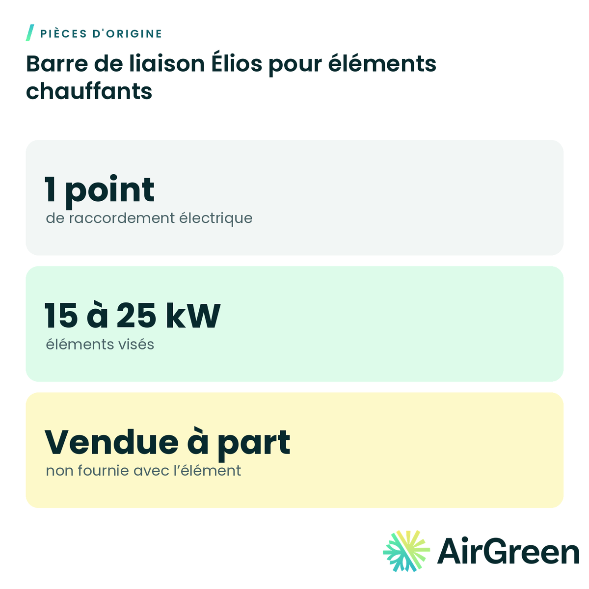 Barre de liaison Élios pour éléments chauffants