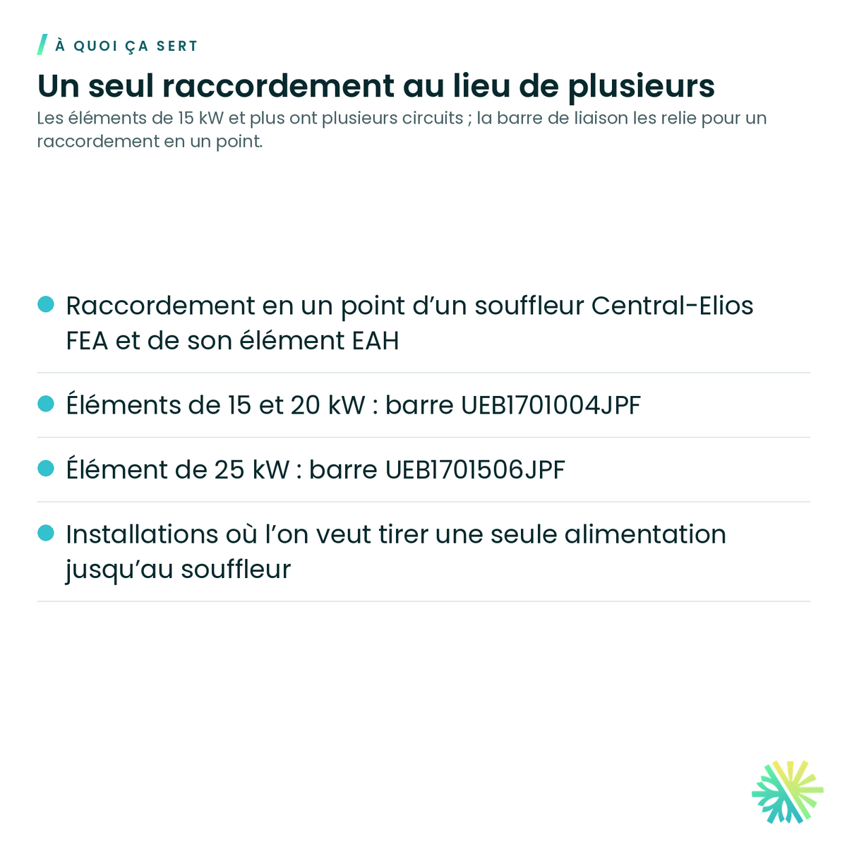 À quoi ça sert – Barre de liaison Élios pour éléments chauffants