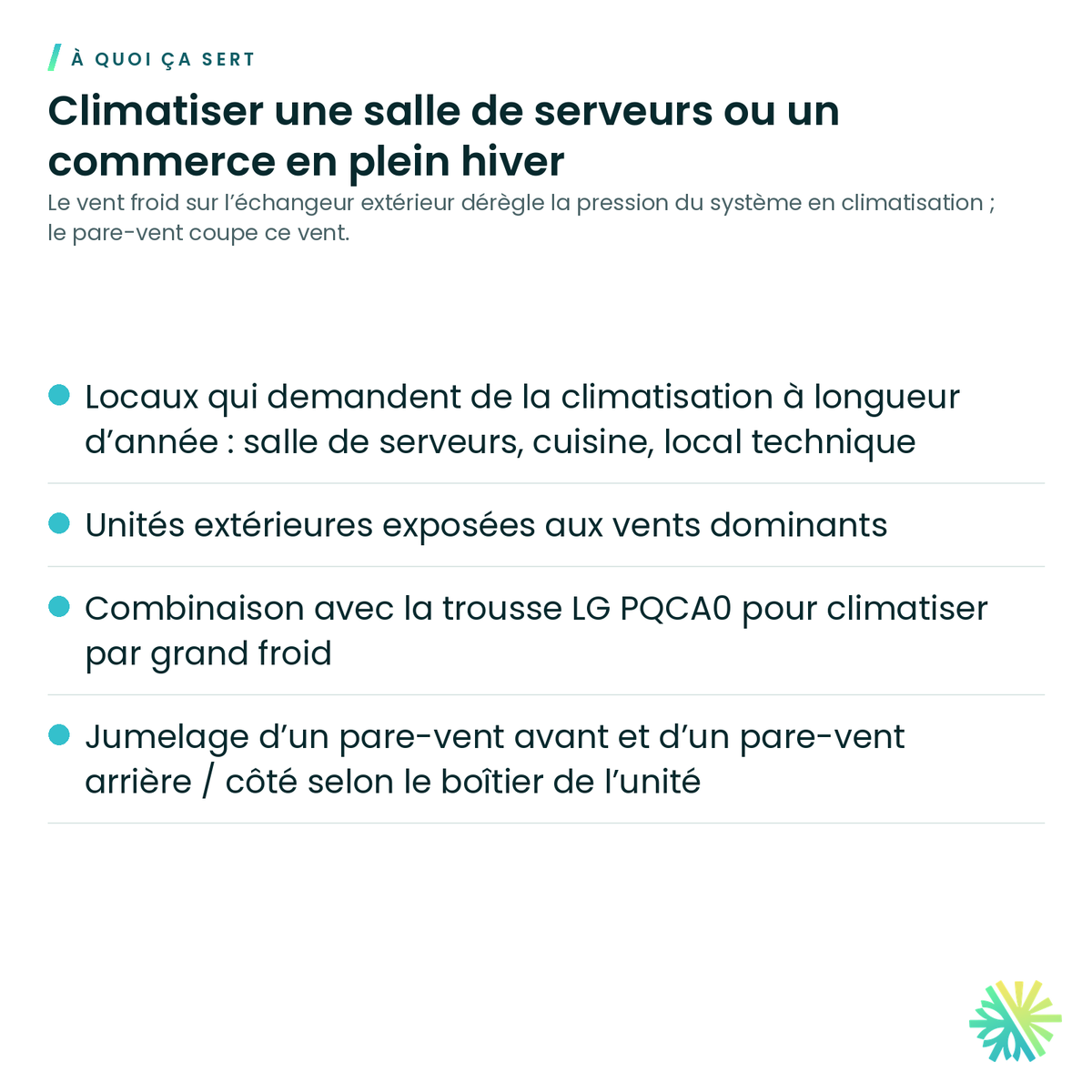 À quoi ça sert – Pare-vent LG pour unité extérieure
