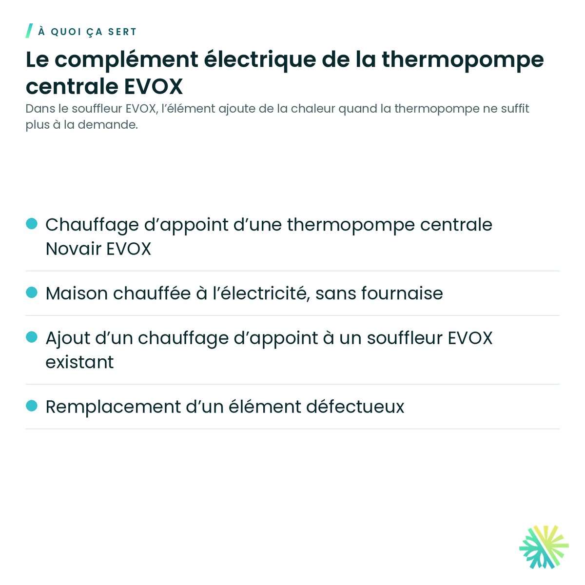 À quoi ça sert – Élément chauffant pour centrale Novair EVOX