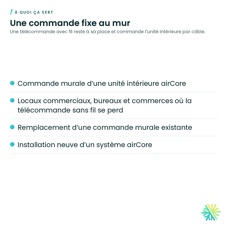 À quoi ça sert – Télécommande avec fil Hitachi CIW04H pour airCore