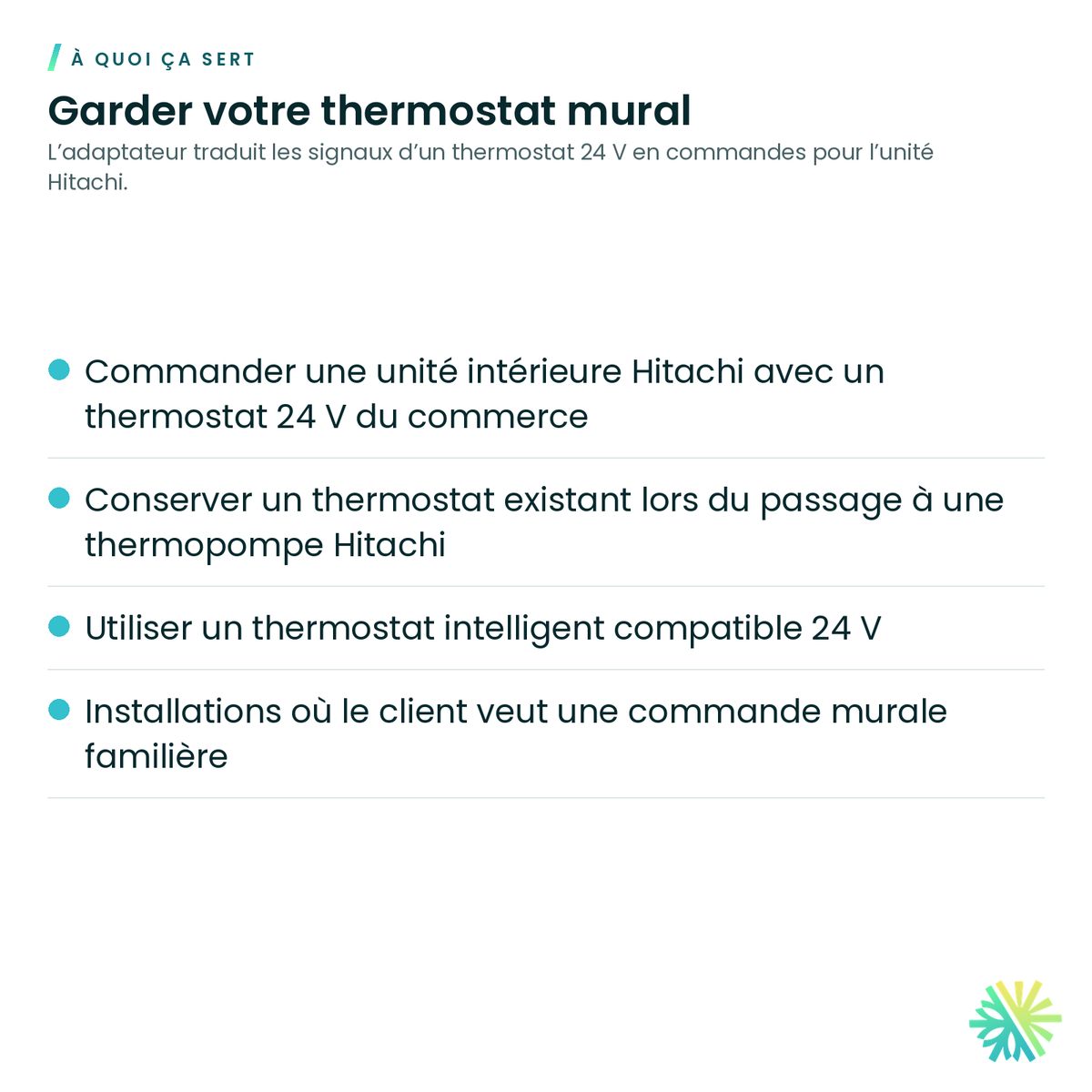 À quoi ça sert – Adaptateur 5 fils pour thermostat 24 V Hitachi – C3STAT01