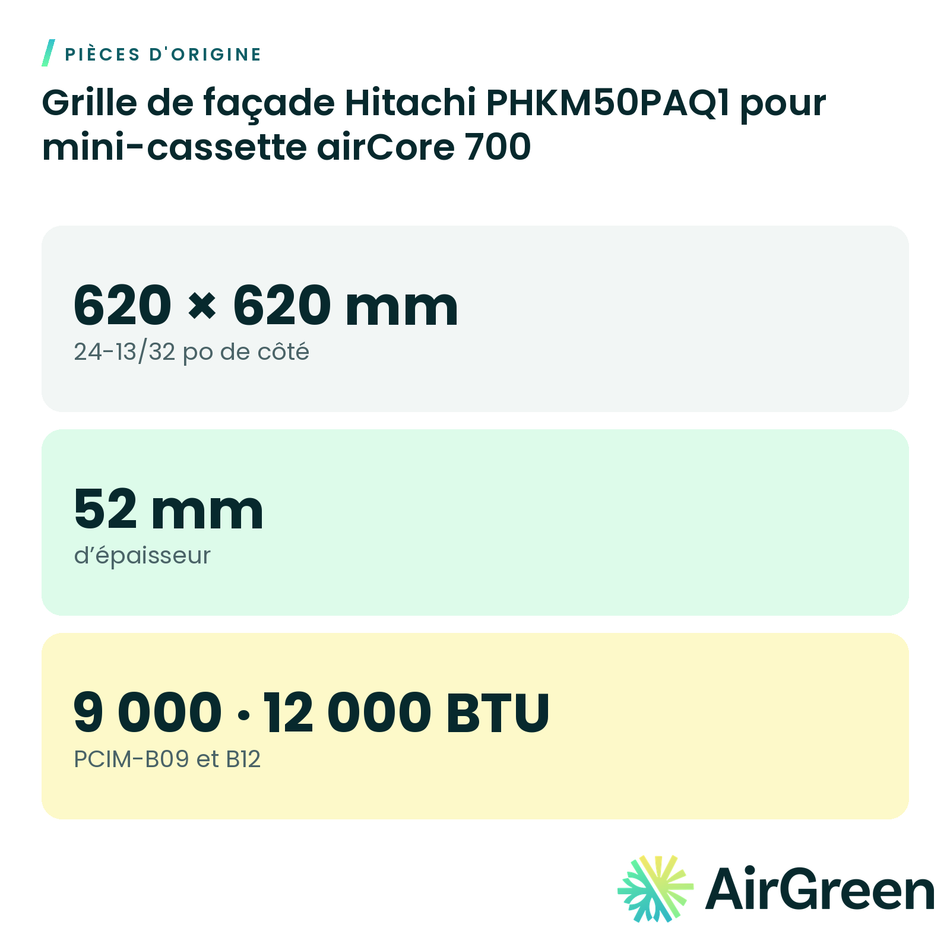 Grille de façade Hitachi PHKM50PAQ1 pour mini-cassette airCore 700