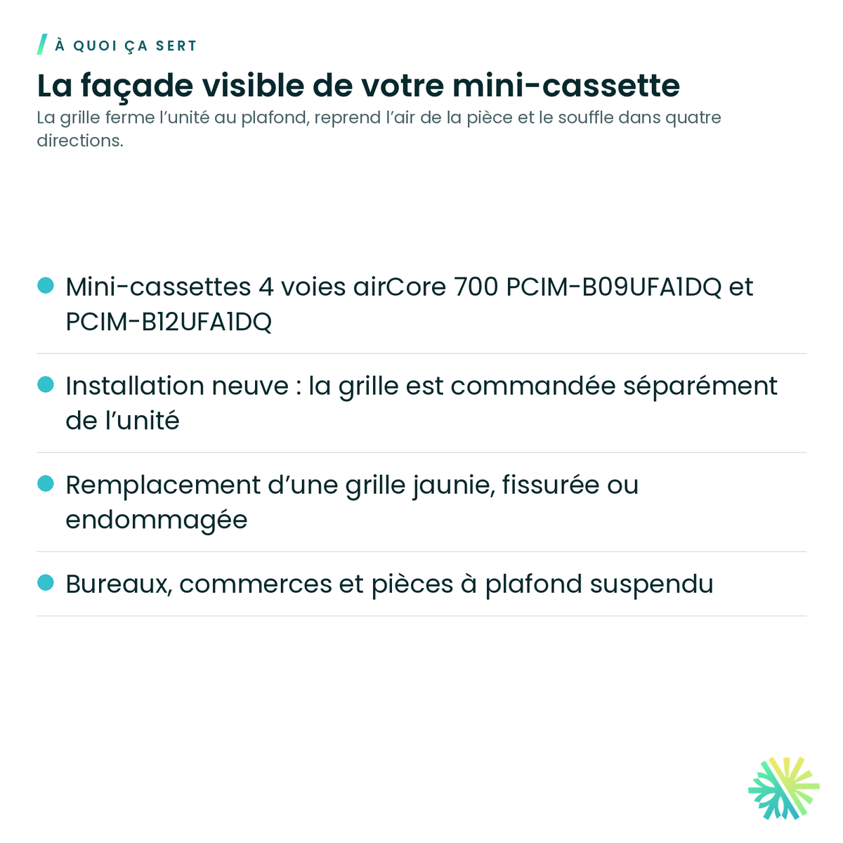 À quoi ça sert – Grille de façade Hitachi PHKM50PAQ1 pour mini-cassette airCore 700