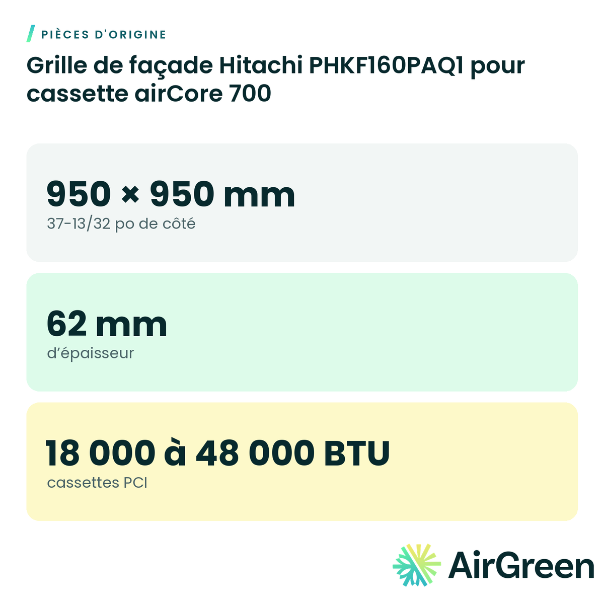 Grille de façade Hitachi PHKF160PAQ1 pour cassette airCore 700