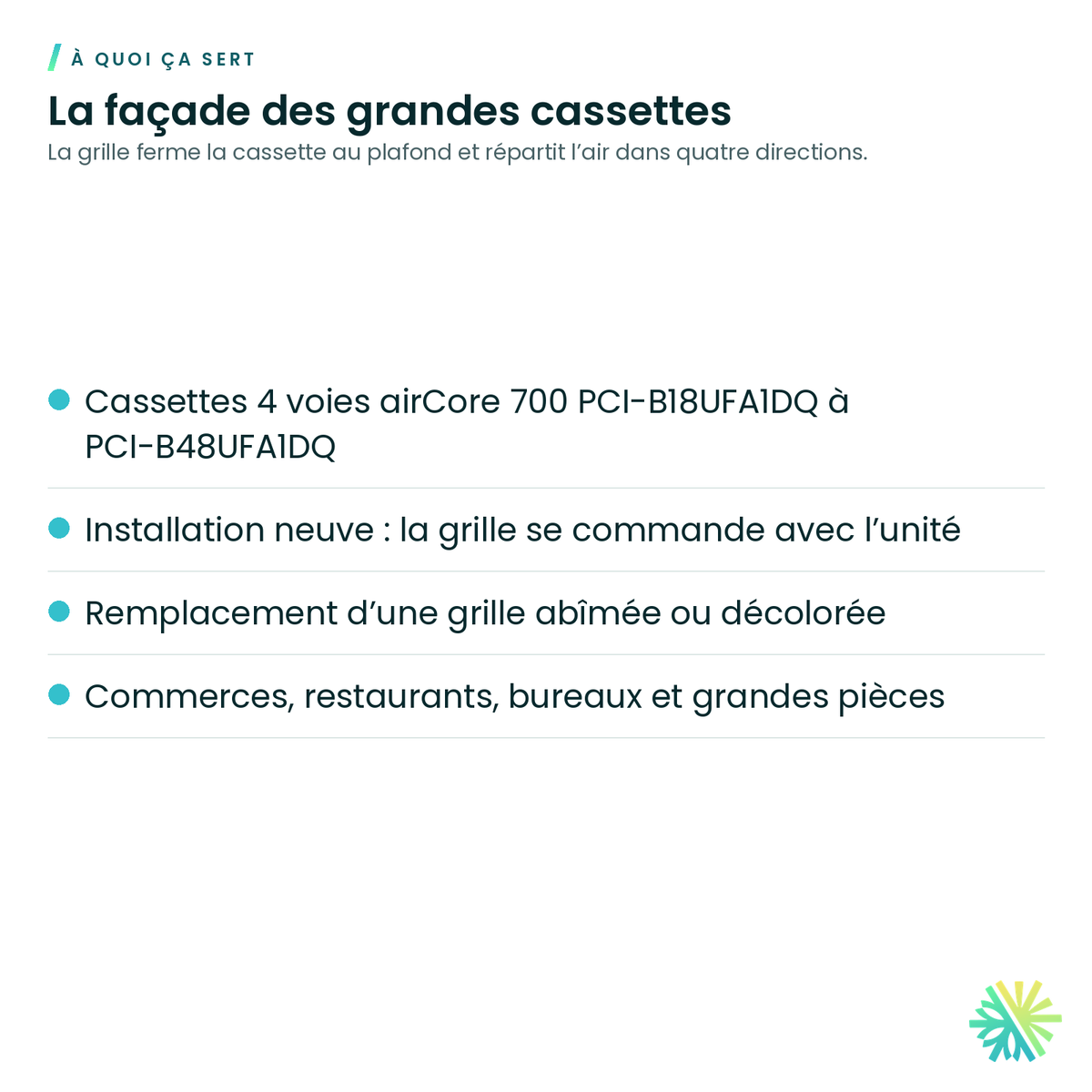 À quoi ça sert – Grille de façade Hitachi PHKF160PAQ1 pour cassette airCore 700