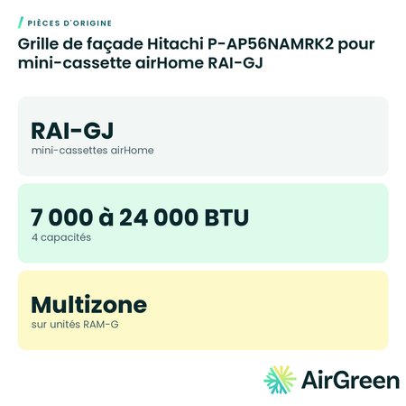 Grille de façade Hitachi P-AP56NAMRK2 pour mini-cassette airHome RAI-GJ
