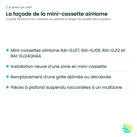 À quoi ça sert – Grille de façade Hitachi P-AP56NAMRK2 pour mini-cassette airHome RAI-GJ
