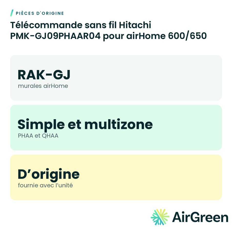 Télécommande sans fil Hitachi PMK-GJ09PHAAR04 pour airHome 600/650