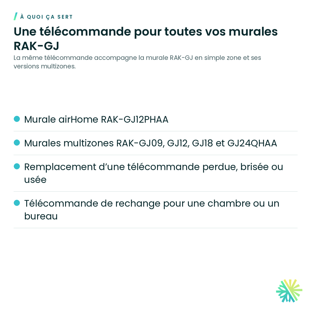 À quoi ça sert – Télécommande sans fil Hitachi PMK-GJ09PHAAR04 pour airHome 600/650
