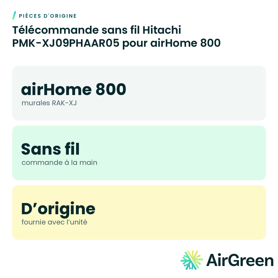 Télécommande sans fil Hitachi PMK-XJ09PHAAR05 pour airHome 800