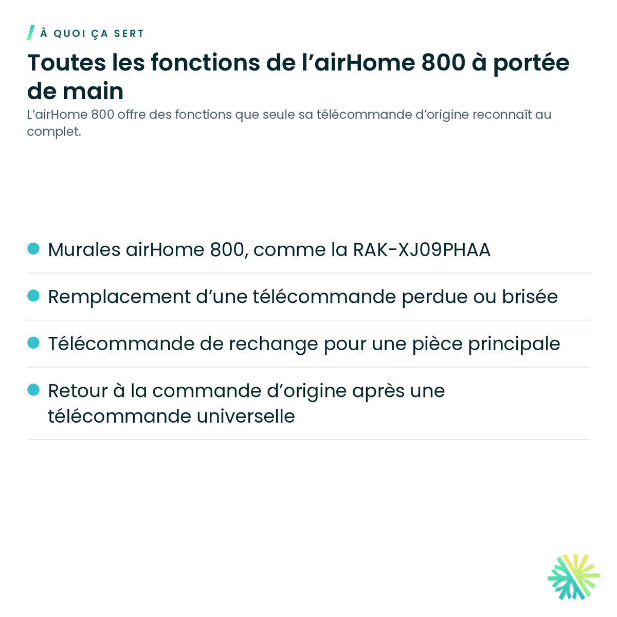 À quoi ça sert – Télécommande sans fil Hitachi PMK-XJ09PHAAR05 pour airHome 800