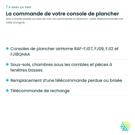 À quoi ça sert – Télécommande sans fil Hitachi RAF-FJ07QHAA005 pour console de plancher airHome
